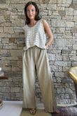Rustic Nature Bubble Cotton Split Kick Pant Washed Oat